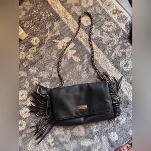 BCBGeneration Black Crossbody Bag with Fringe